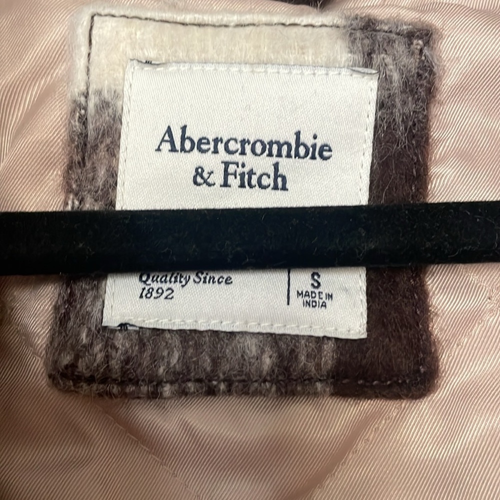 Abercrombie and Fitch Winterized Wool-Blend Shirt Jacket dark brown plaid size S - Picture 6 of 7